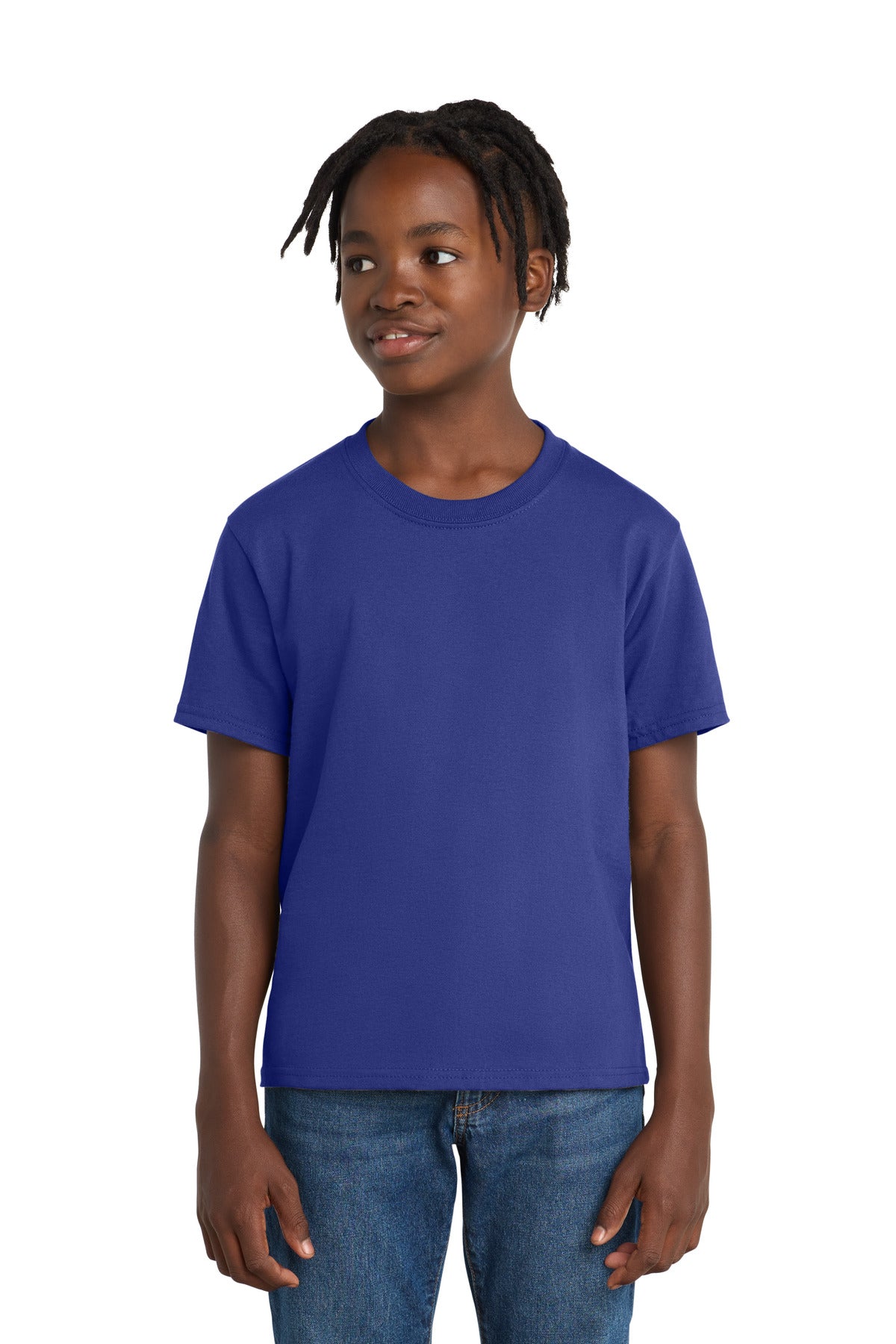 Port & Co Youth Essential Tee. PC61Y - Deep Marine - front