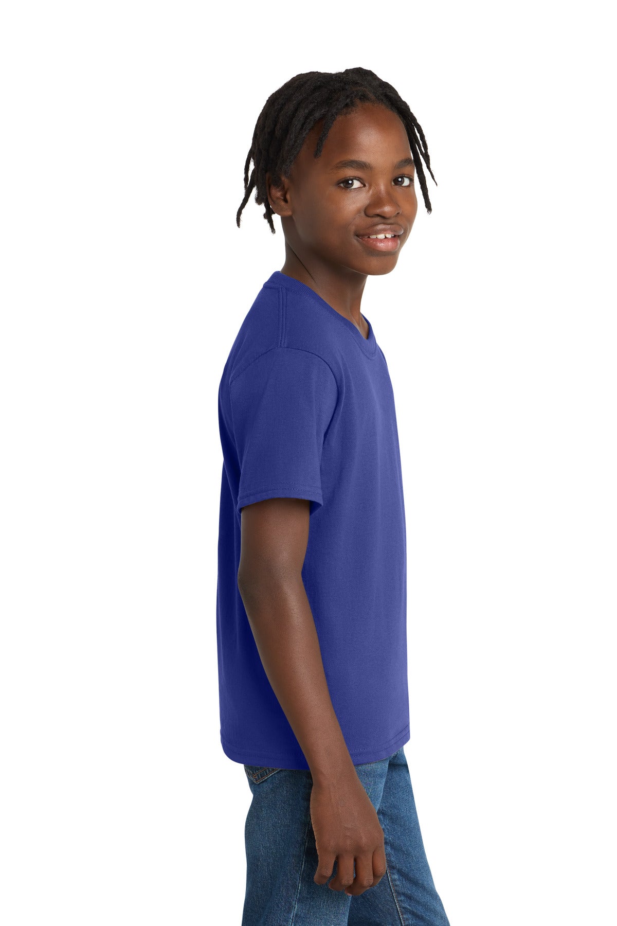 Port & Co Youth Essential Tee. PC61Y - Deep Marine - side