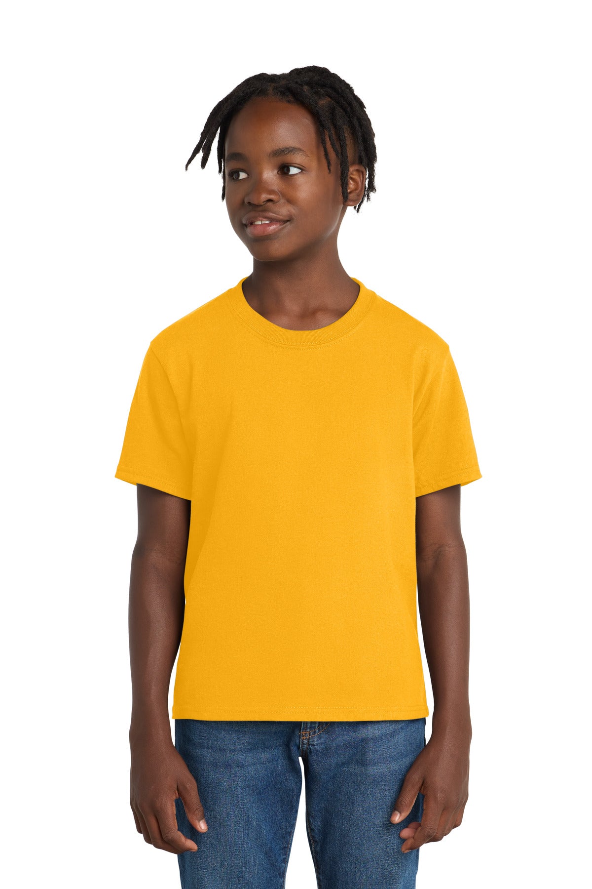 Port & Co Youth Essential Tee. PC61Y - Gold - front
