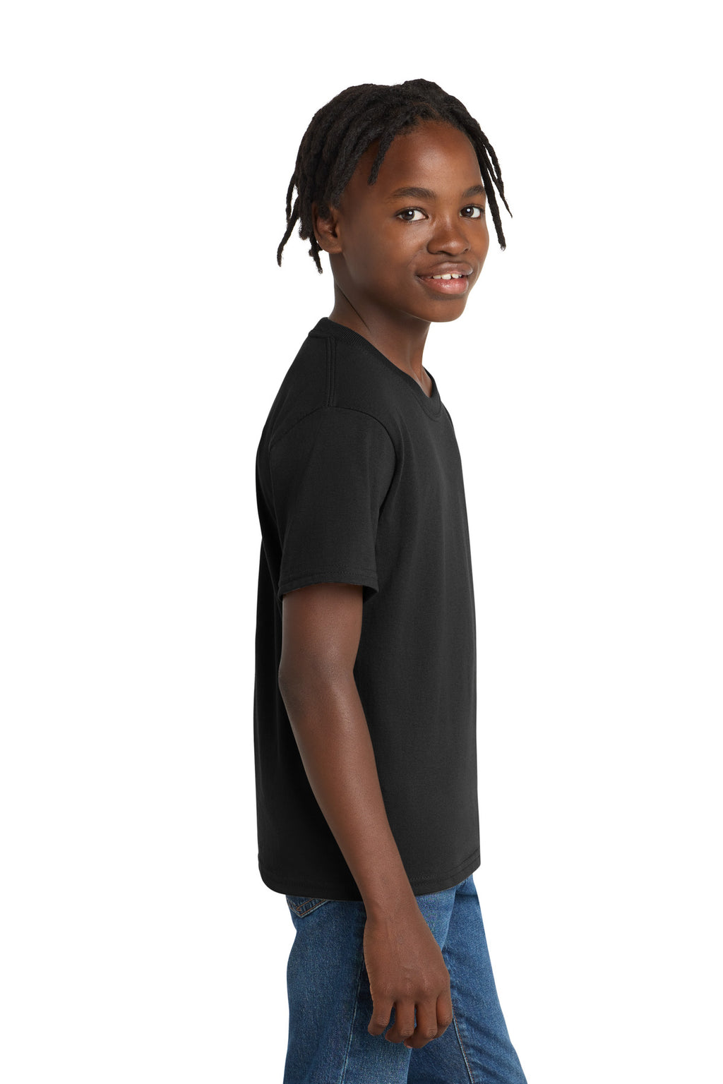 Port & Co Youth Essential Tee. PC61Y - Jet Black - side