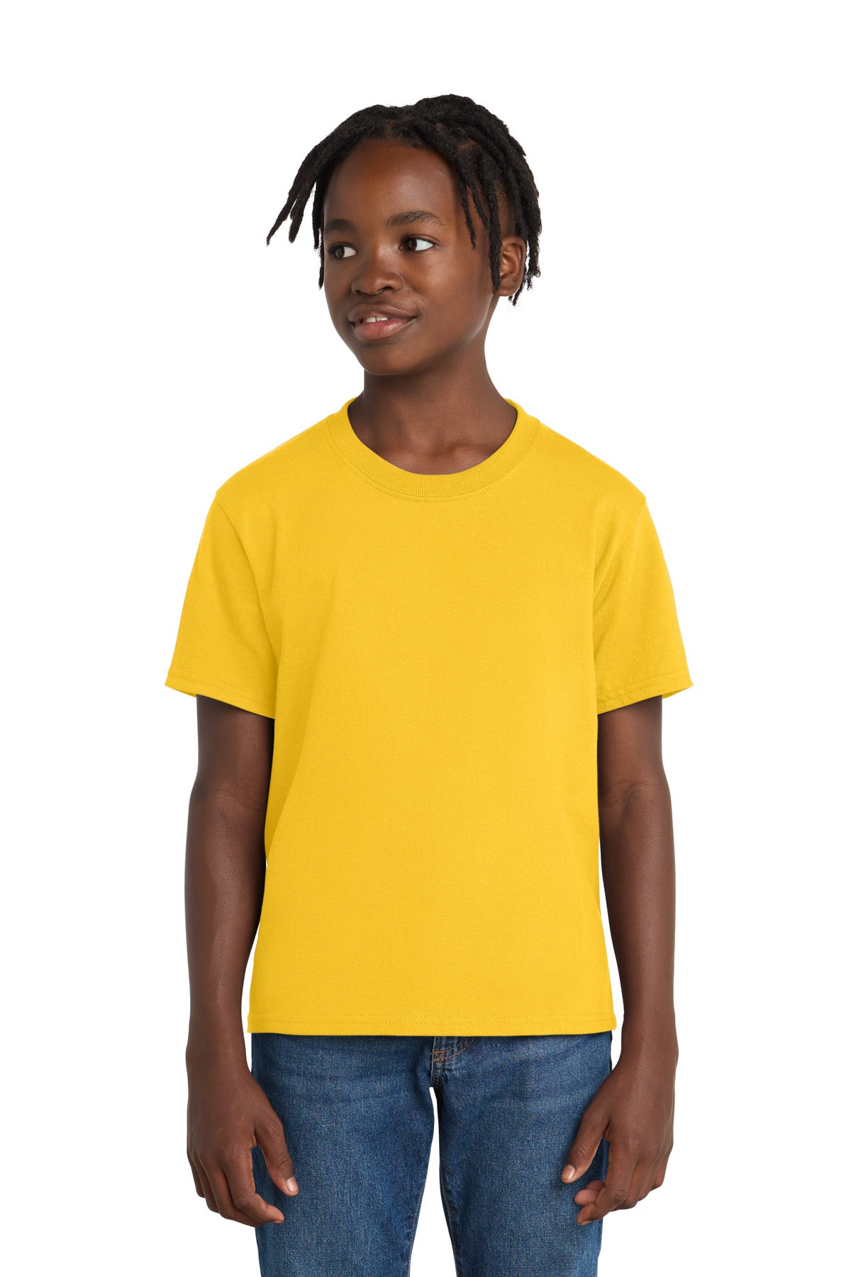 Port & Co Youth Essential Tee. PC61Y - Lemon Yellow - front