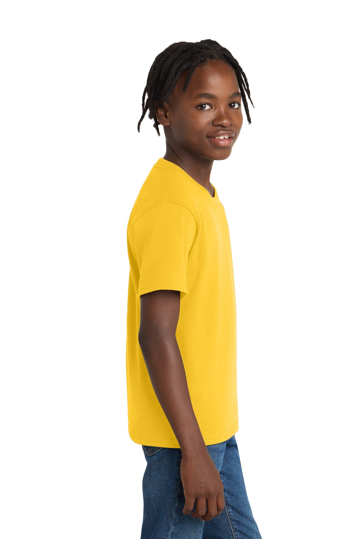 Port & Co Youth Essential Tee. PC61Y - Lemon Yellow - side