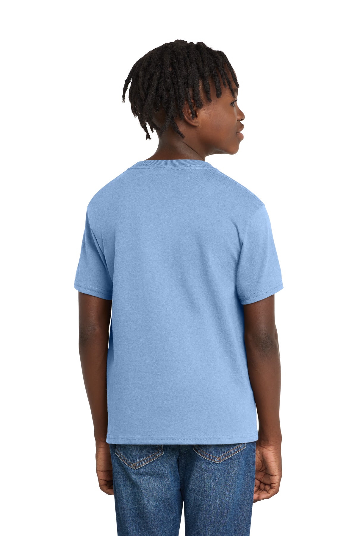 Port & Co Youth Essential Tee. PC61Y - Light Blue - back