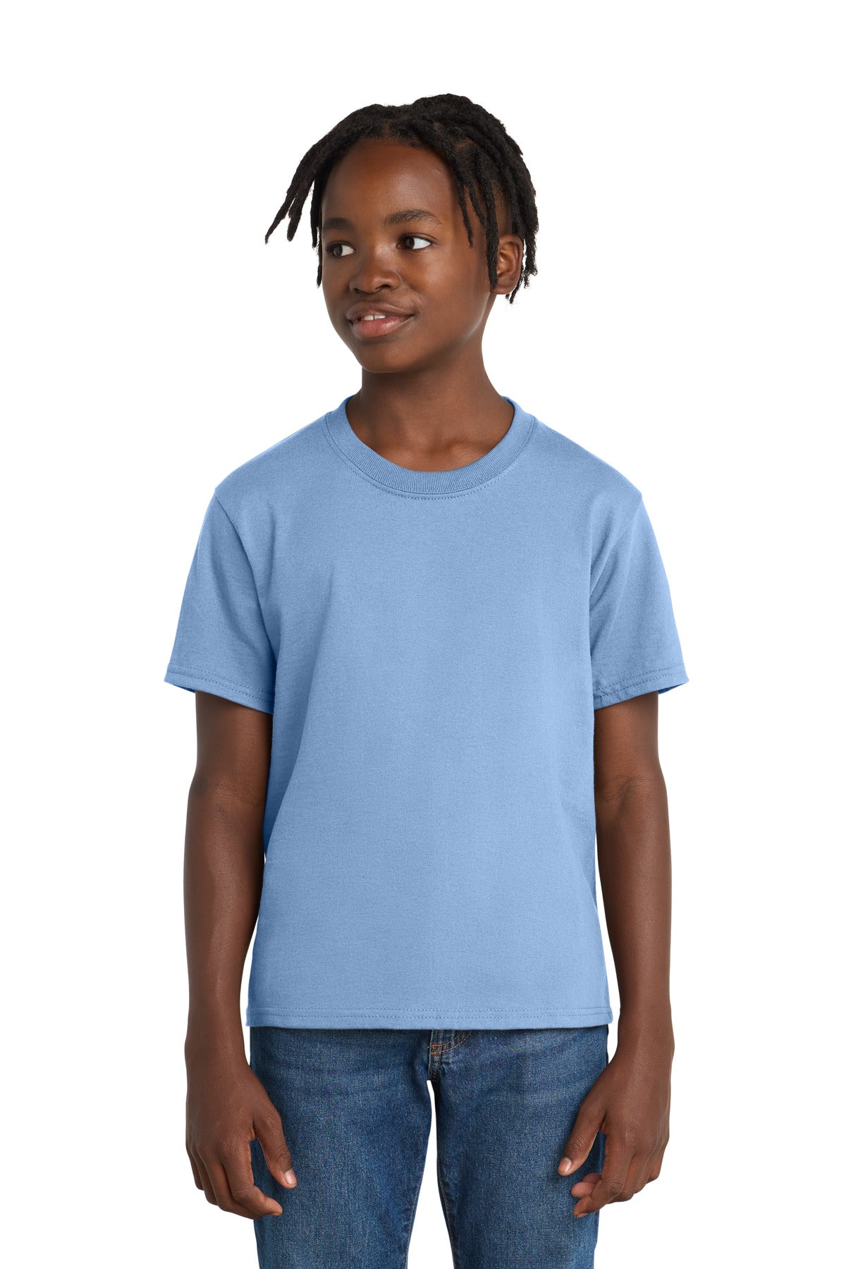 Port & Co Youth Essential Tee. PC61Y - Light Blue - front