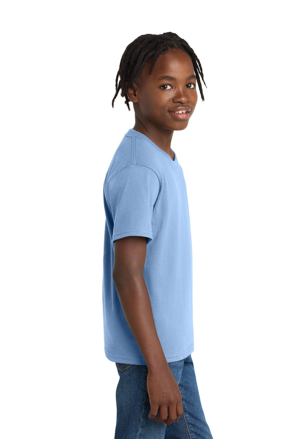 Port & Co Youth Essential Tee. PC61Y - Light Blue - side