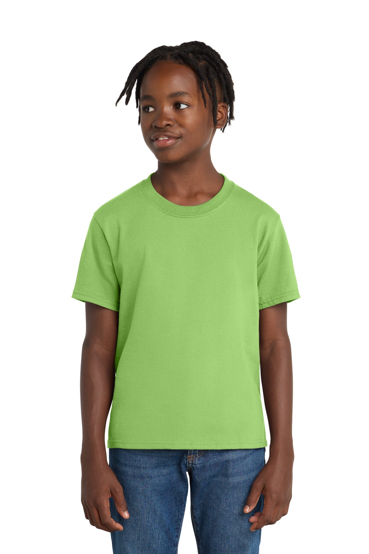 Port & Co Youth Essential Tee. PC61Y - Lime - front