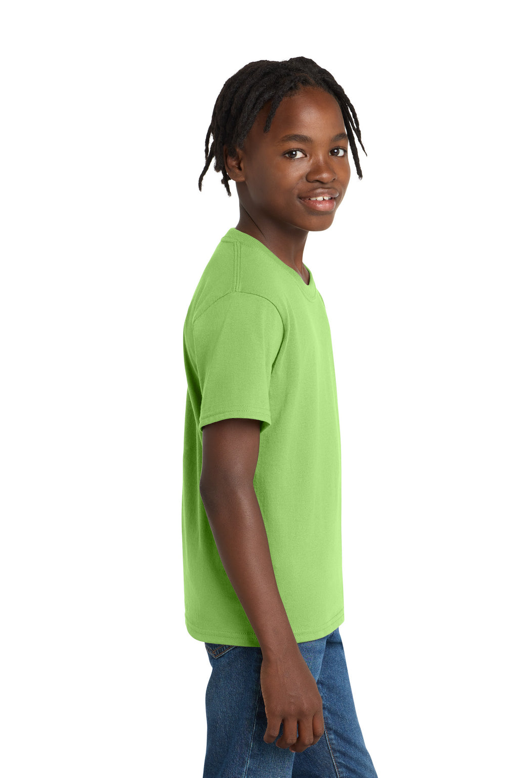 Port & Co Youth Essential Tee. PC61Y - Lime - side