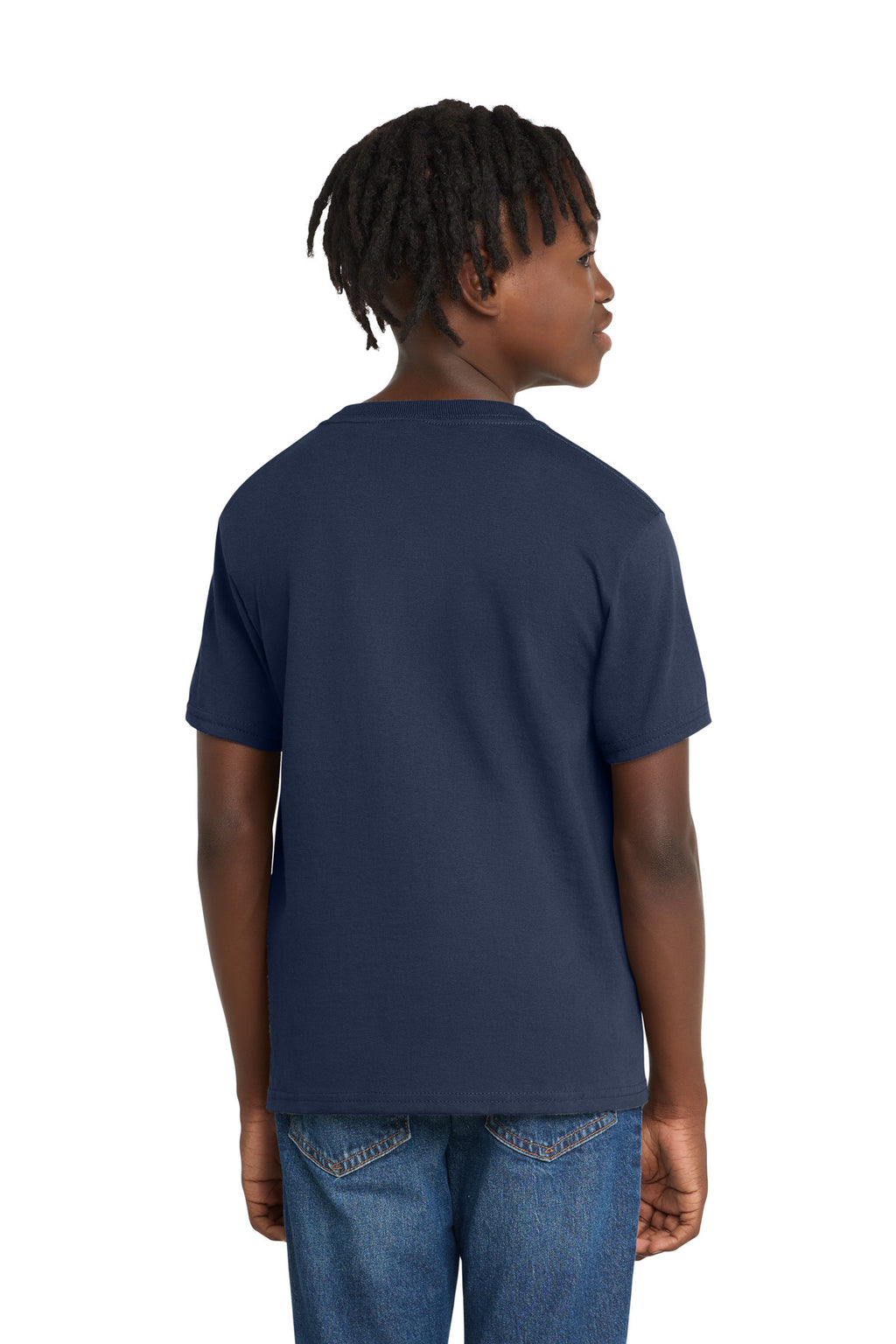 Port & Co Youth Essential Tee. PC61Y - Navy - back