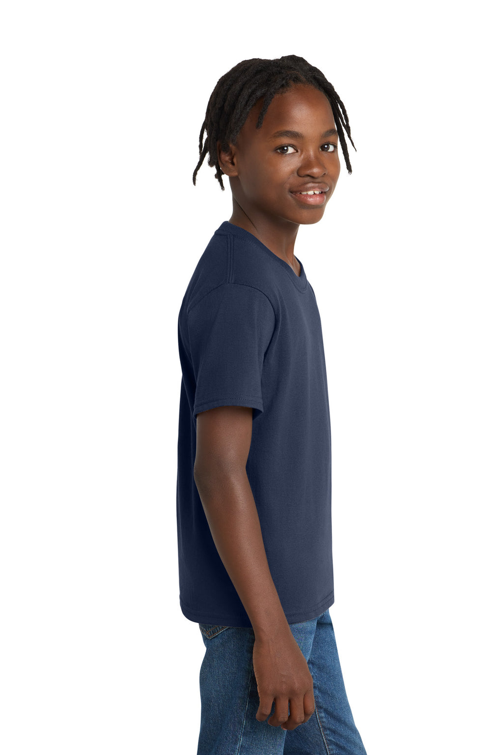 Port & Co Youth Essential Tee. PC61Y - Navy - side