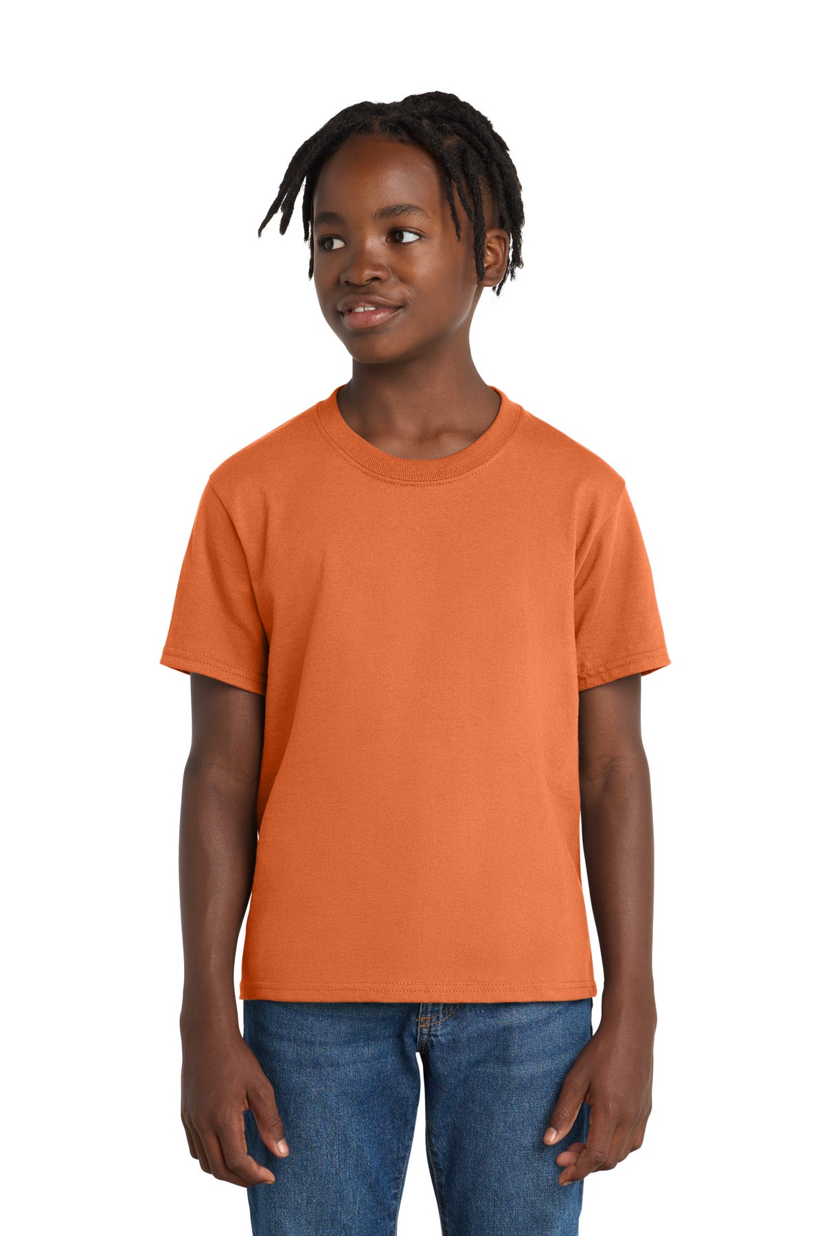 Port & Co Youth Essential Tee. PC61Y - Orange Sherbet - front