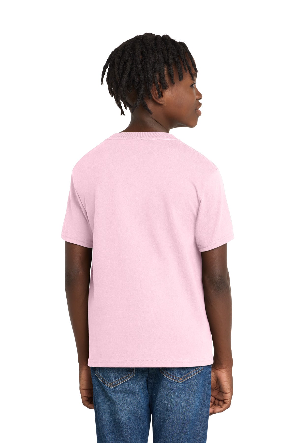 Port & Co Youth Essential Tee. PC61Y - Pale Pink - back