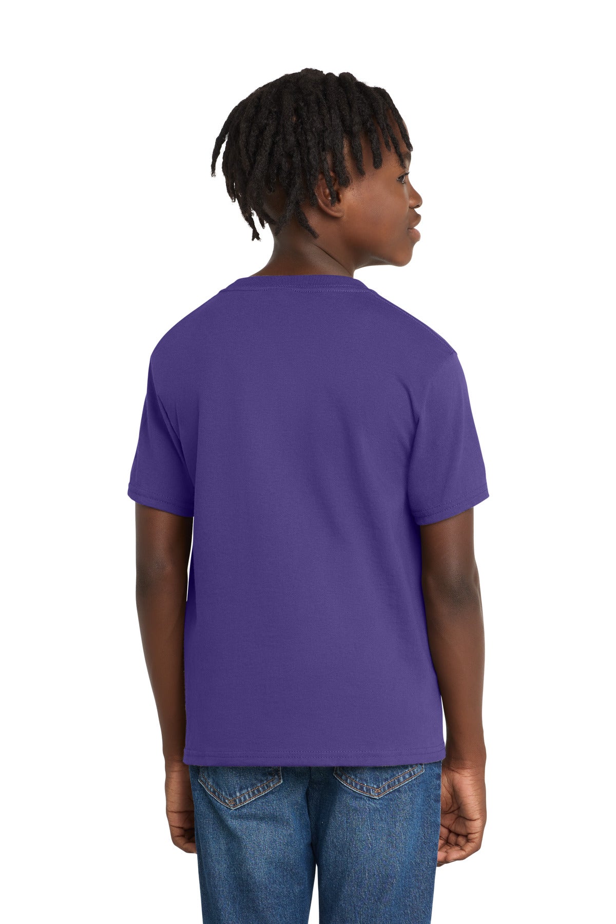 Port & Co Youth Essential Tee. PC61Y - Purple - back