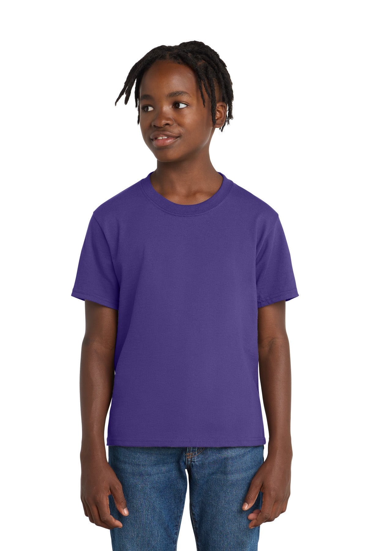 Port & Co Youth Essential Tee. PC61Y - Purple - front