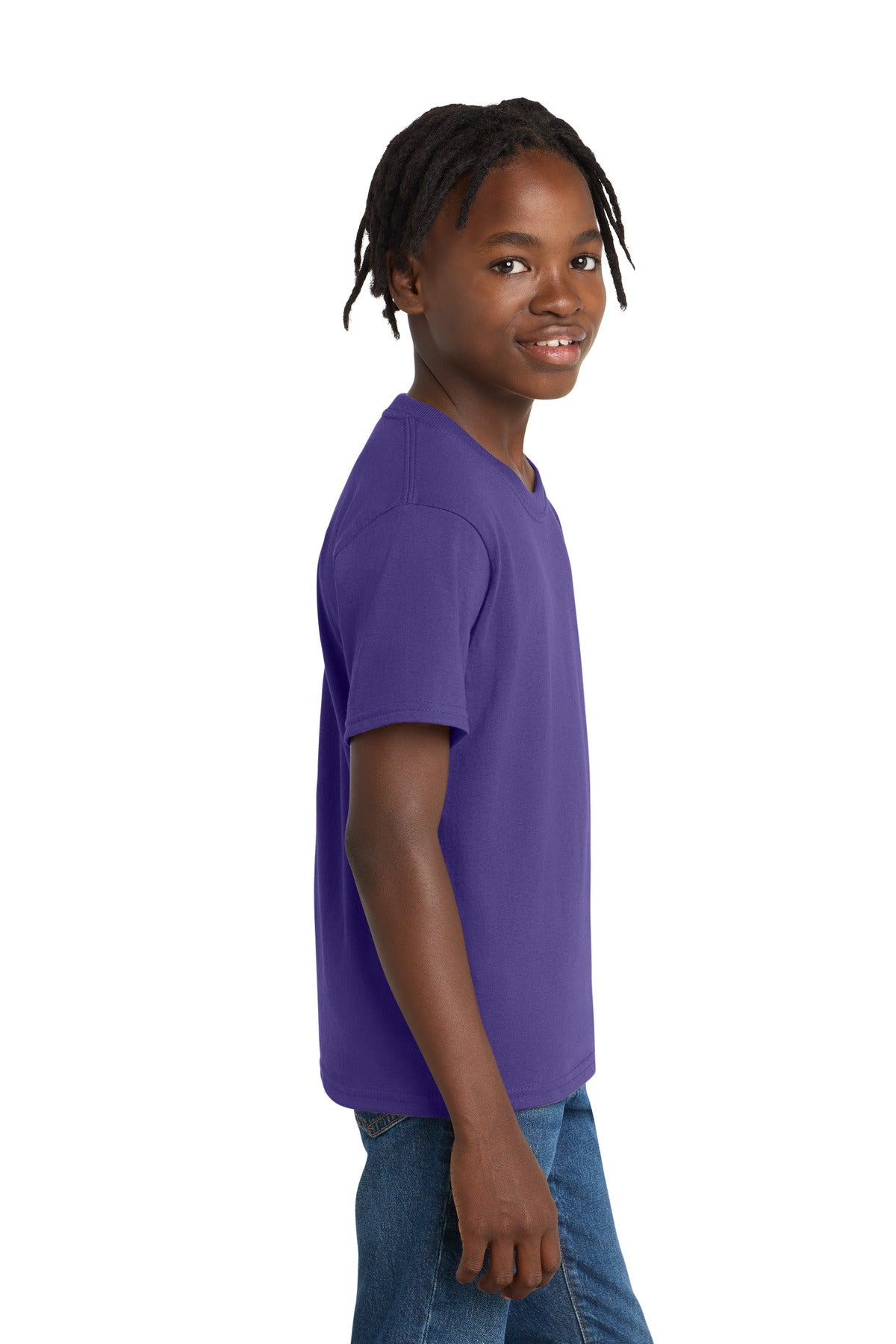 Port & Co Youth Essential Tee. PC61Y - Purple - side