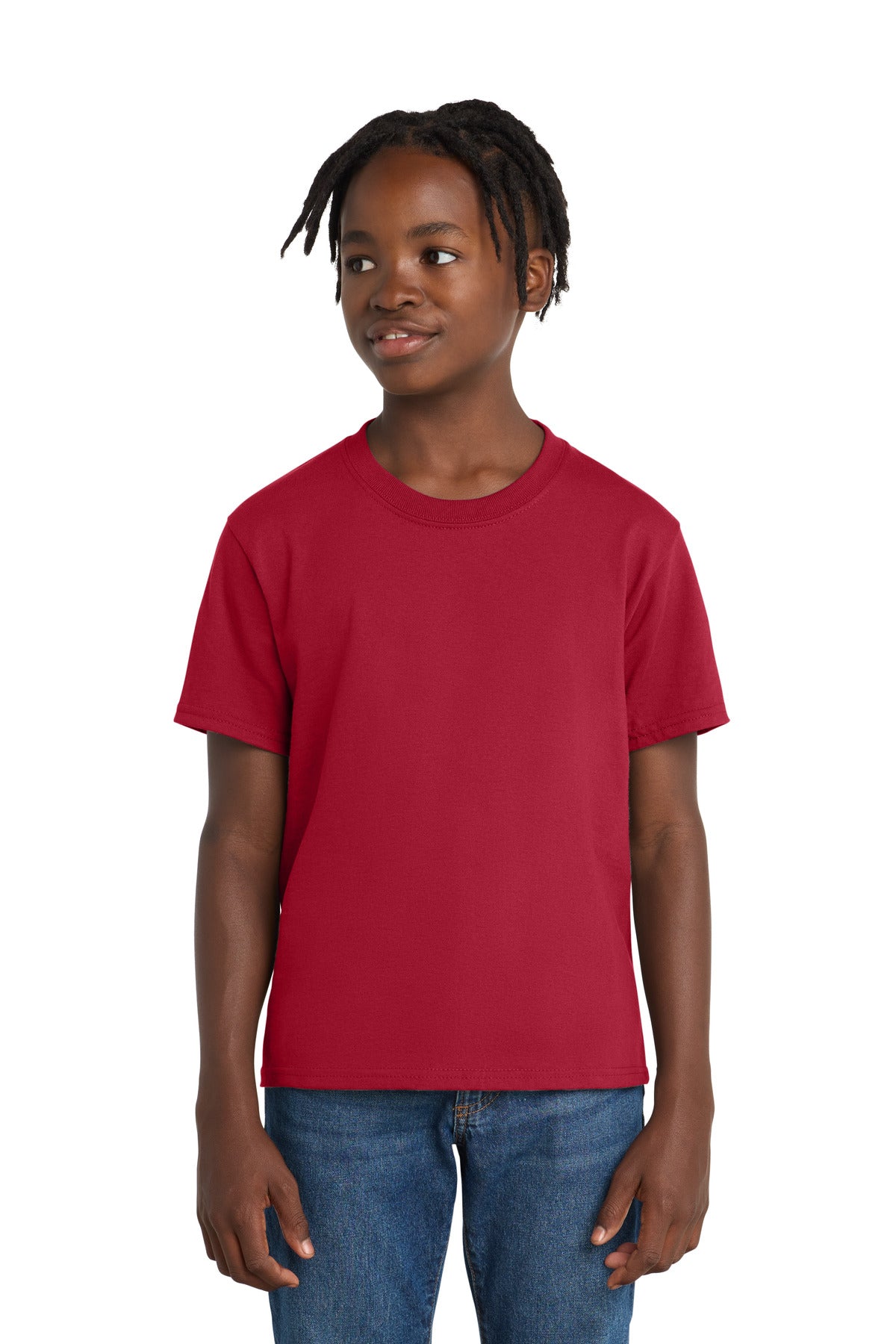 Port & Co Youth Essential Tee. PC61Y - Red - front