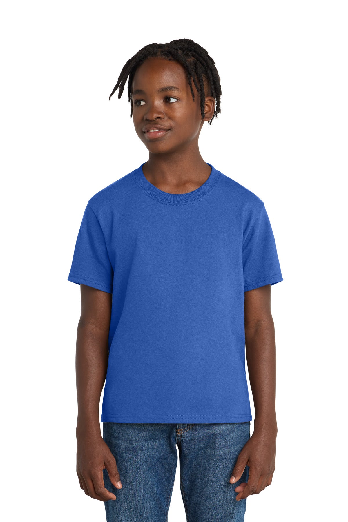 Port & Co Youth Essential Tee. PC61Y - Royal - front