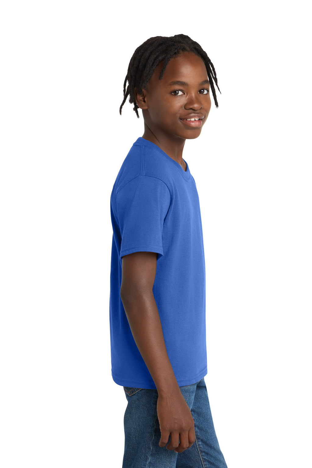 Port & Co Youth Essential Tee. PC61Y - Royal - side