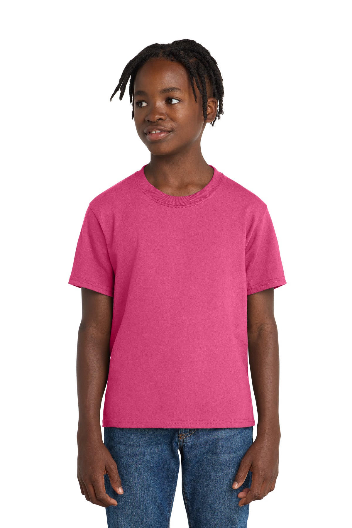 Port & Co Youth Essential Tee. PC61Y - Sangria - front