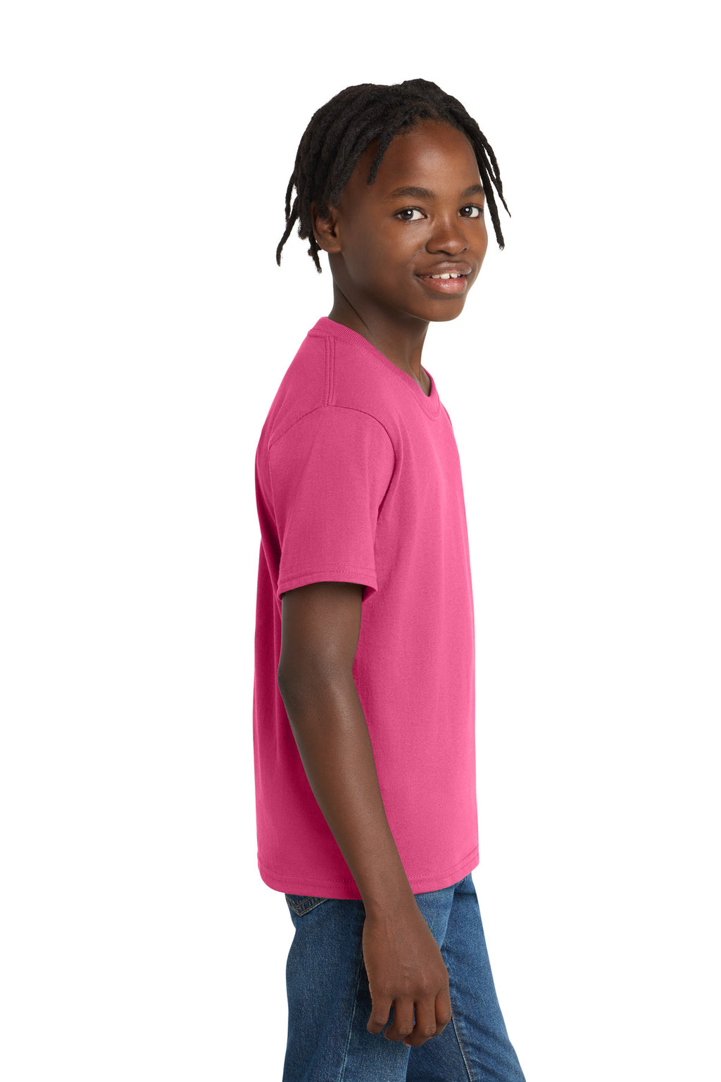 Port & Co Youth Essential Tee. PC61Y - Sangria - side