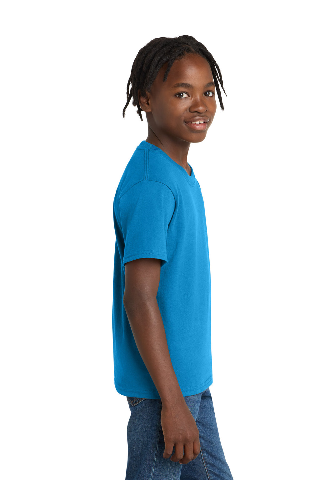 Port & Co Youth Essential Tee. PC61Y - Sapphire - side