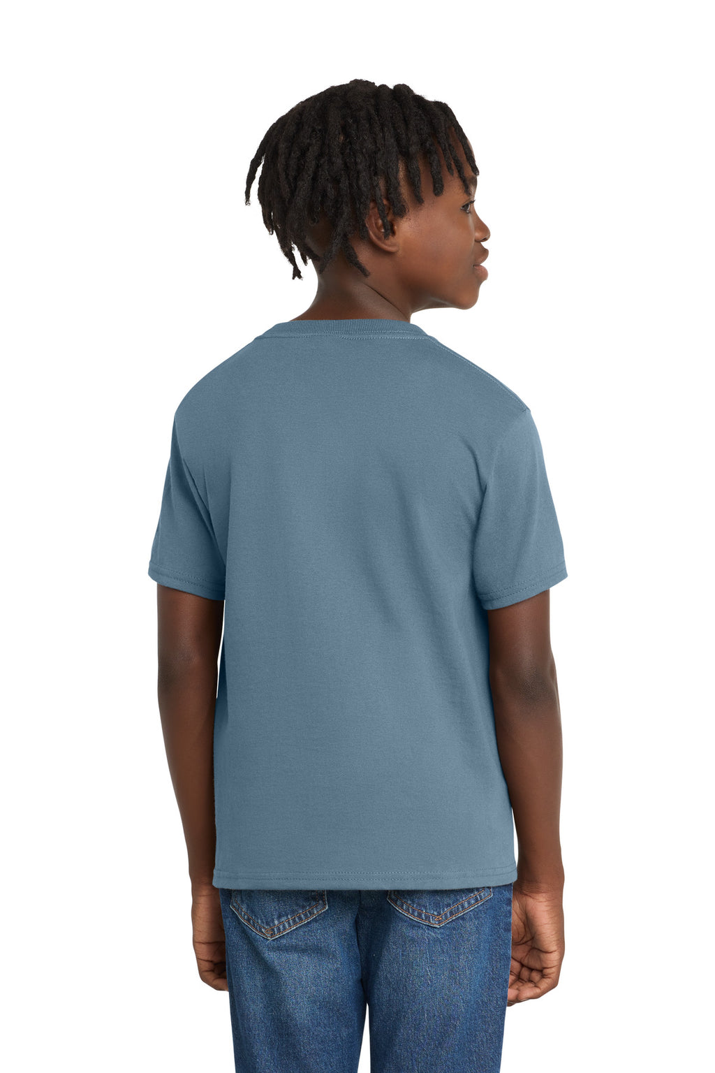 Port & Co Youth Essential Tee. PC61Y - Stonewashed Blue - back