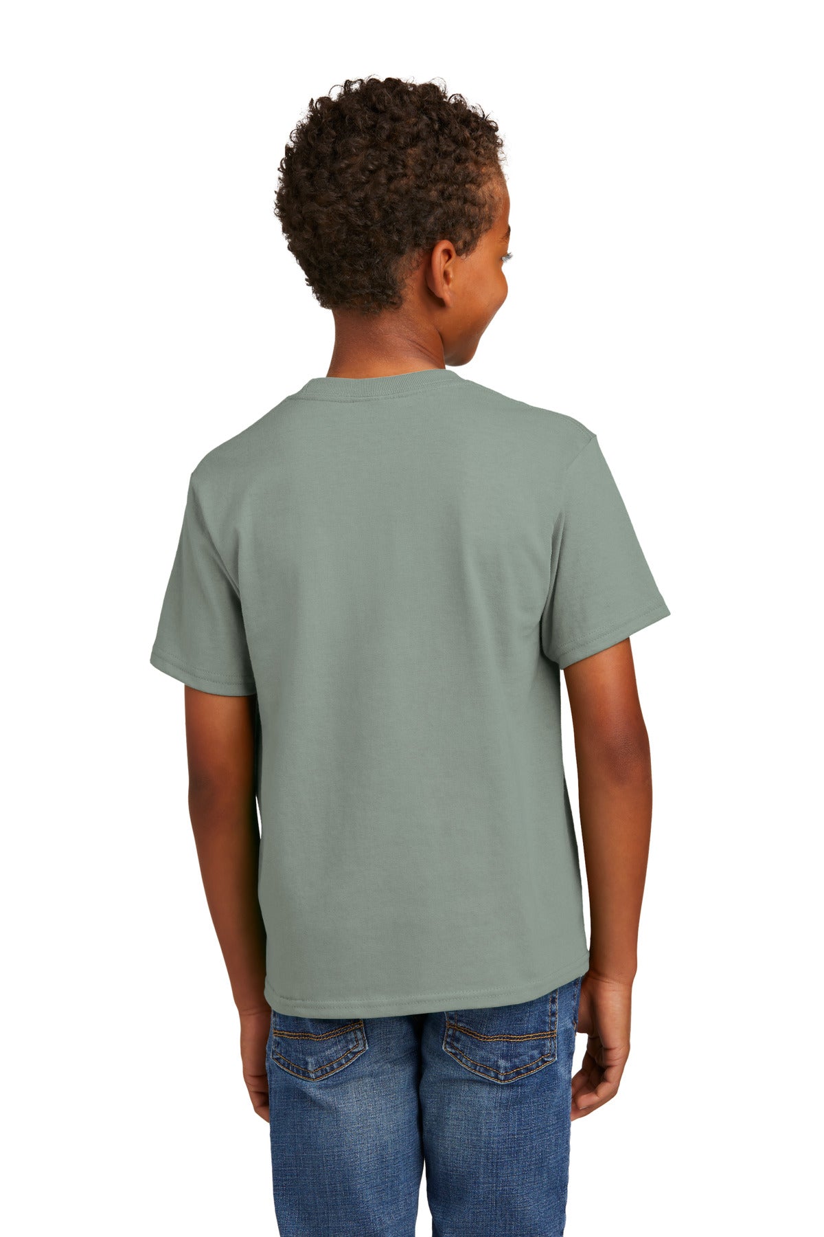 Port & Co Youth Essential Tee. PC61Y - Stonewashed Green - back