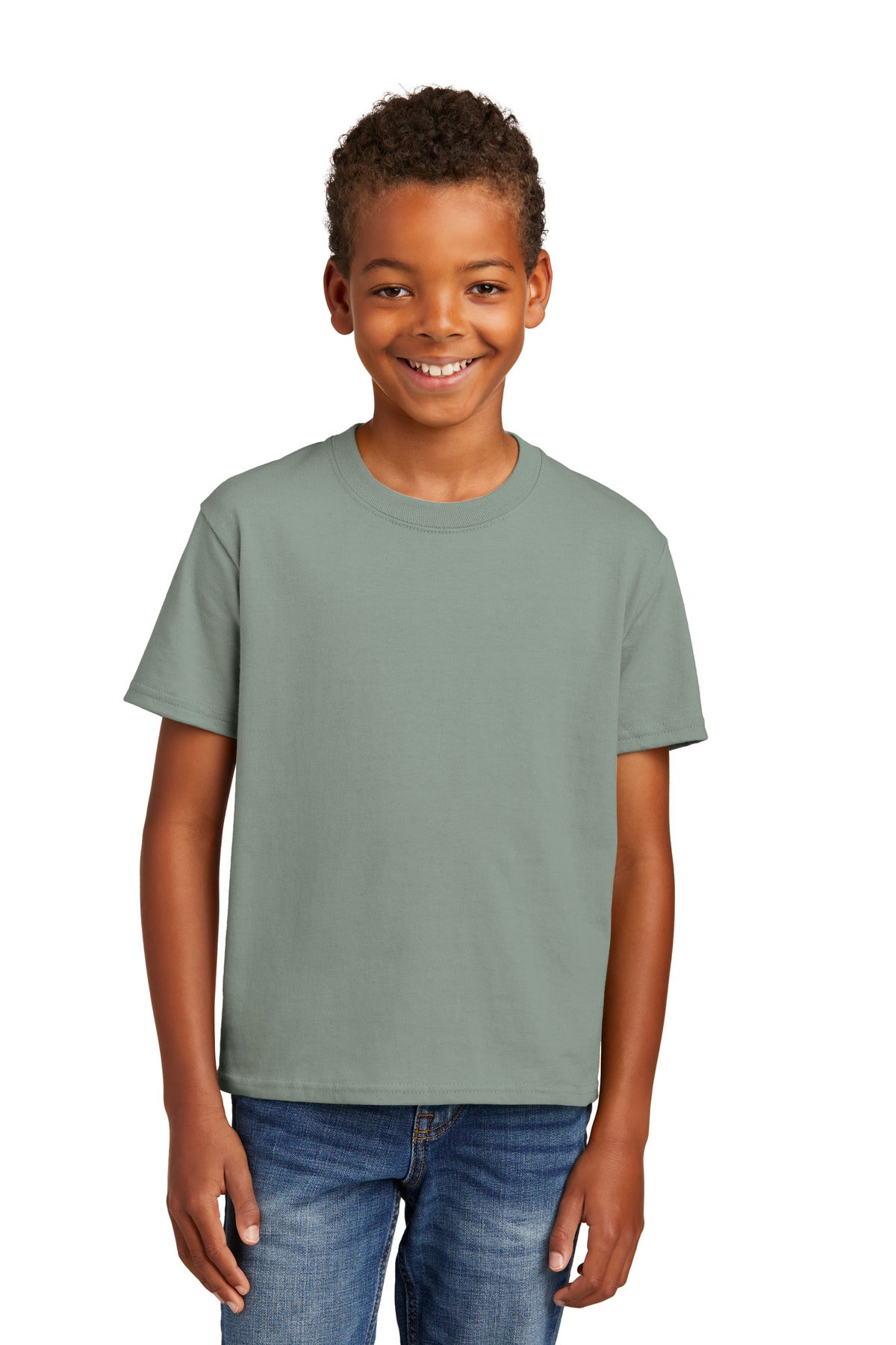 Port & Co Youth Essential Tee. PC61Y - Stonewashed Green - front