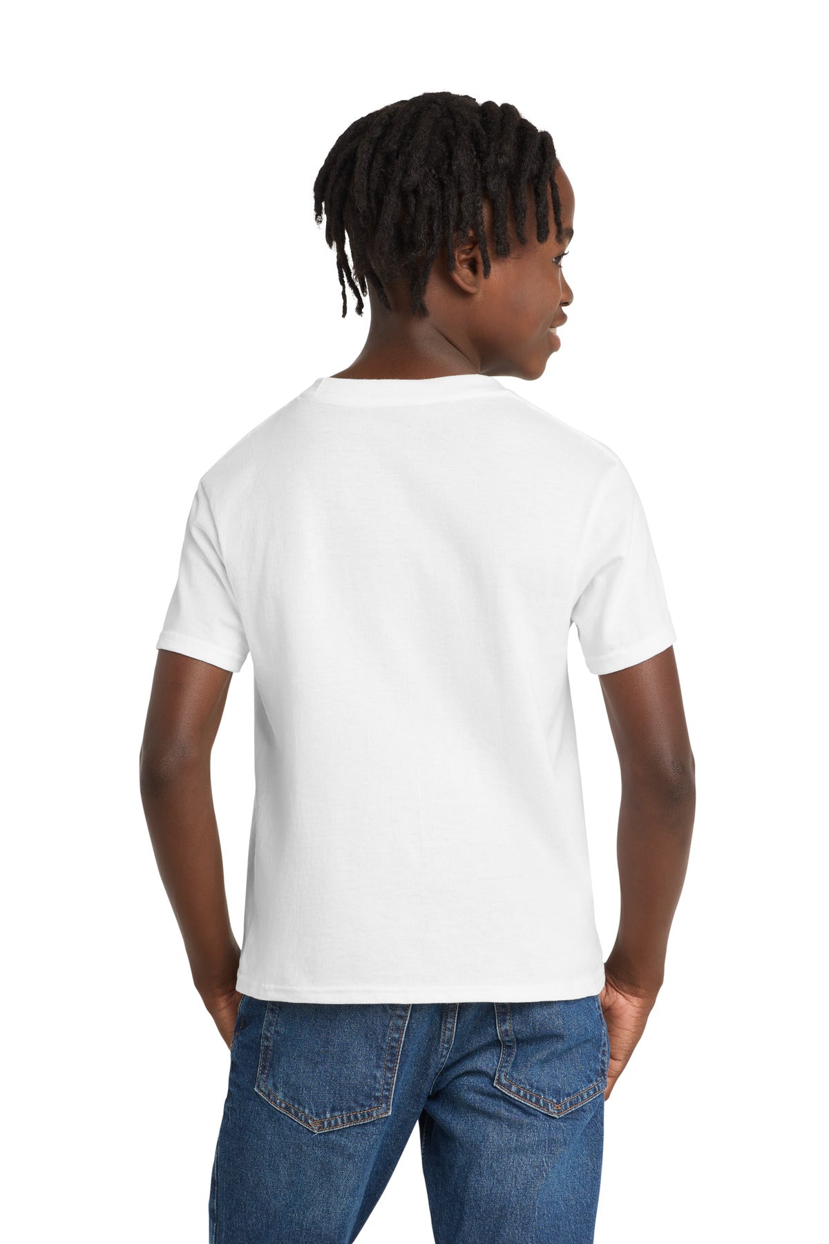 Port & Co Youth Essential Tee. PC61Y - White - back