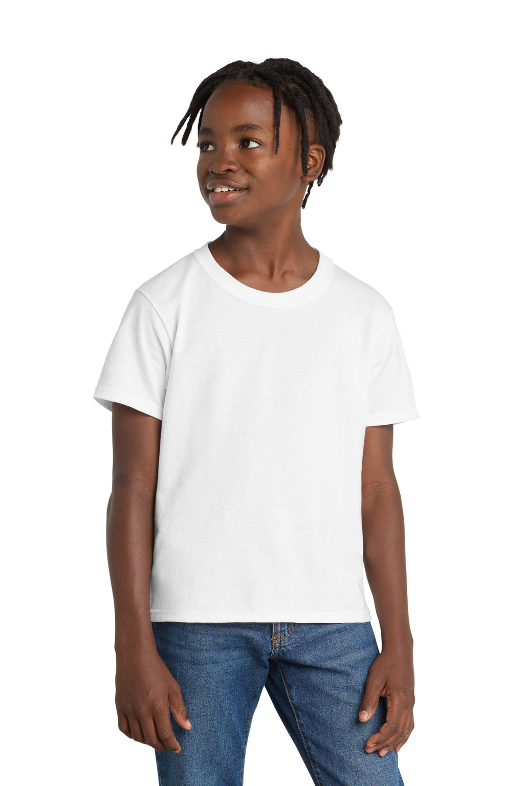 Port & Co Youth Essential Tee. PC61Y - White - front