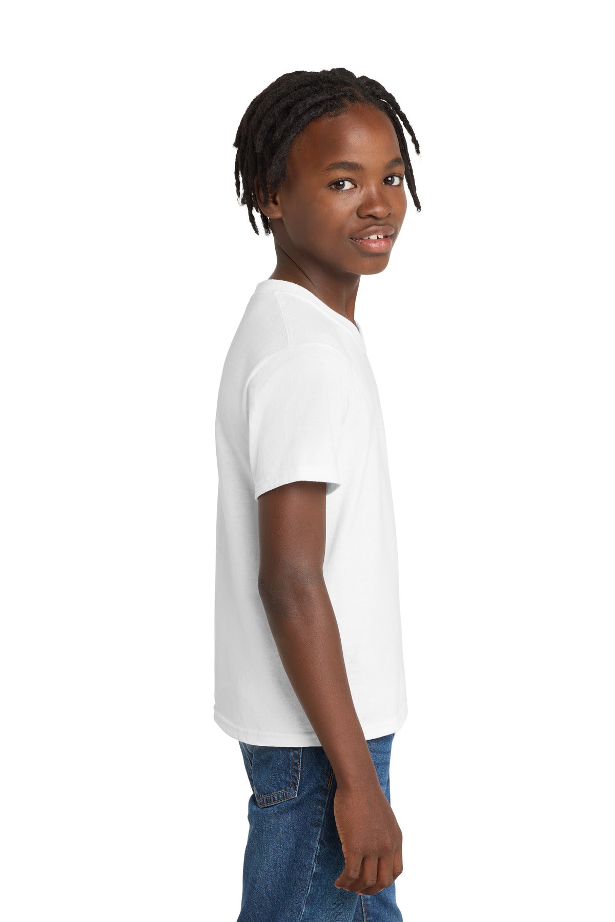Port & Co Youth Essential Tee. PC61Y - White - side
