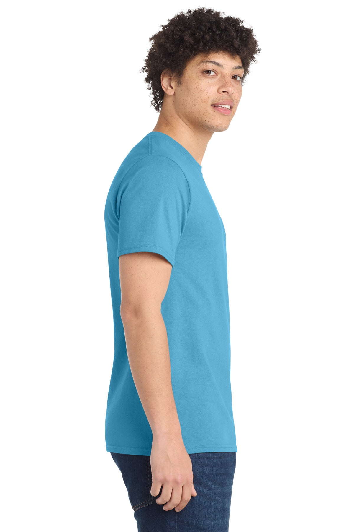 Port & Co Essential Tee. PC61 - Aquatic Blue - side