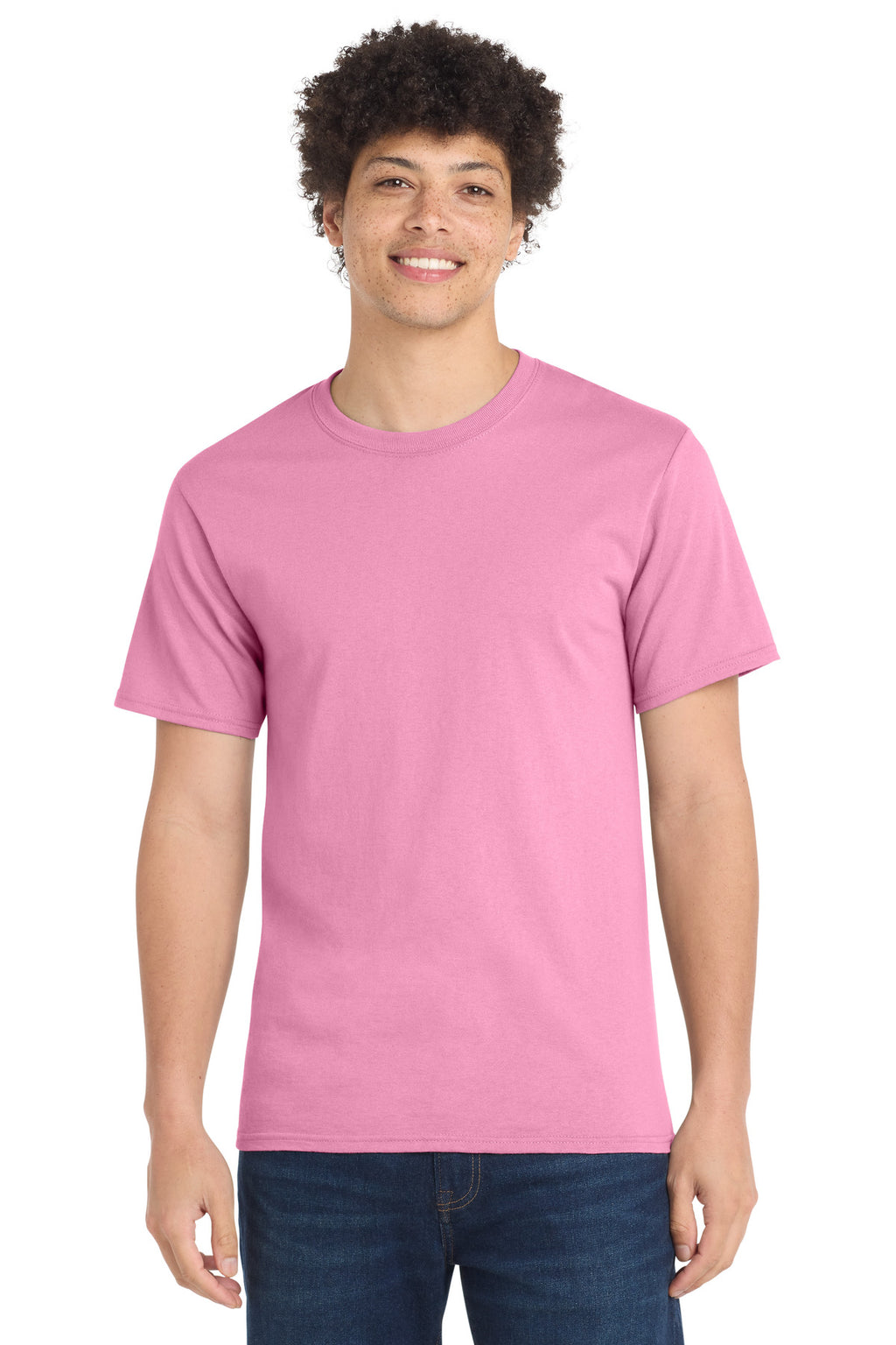 Port & Co Essential Tee. PC61 - Candy Pink - front