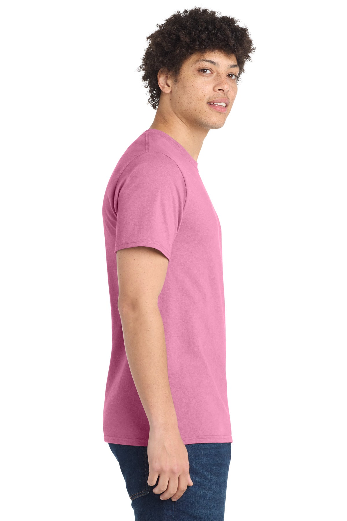 Port & Co Essential Tee. PC61 - Candy Pink - side