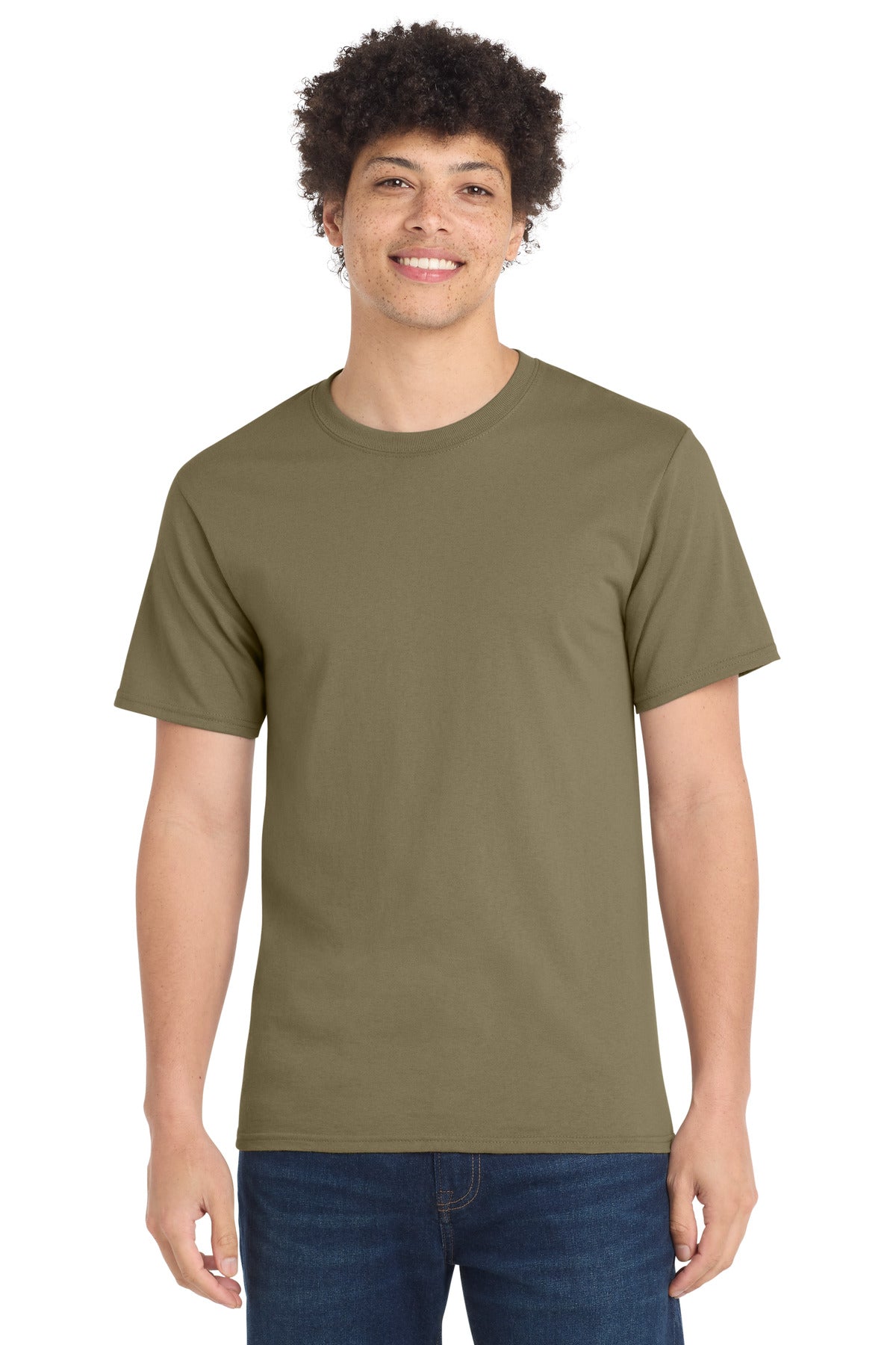 Port & Co Essential Tee. PC61 - Coyote Brown - front