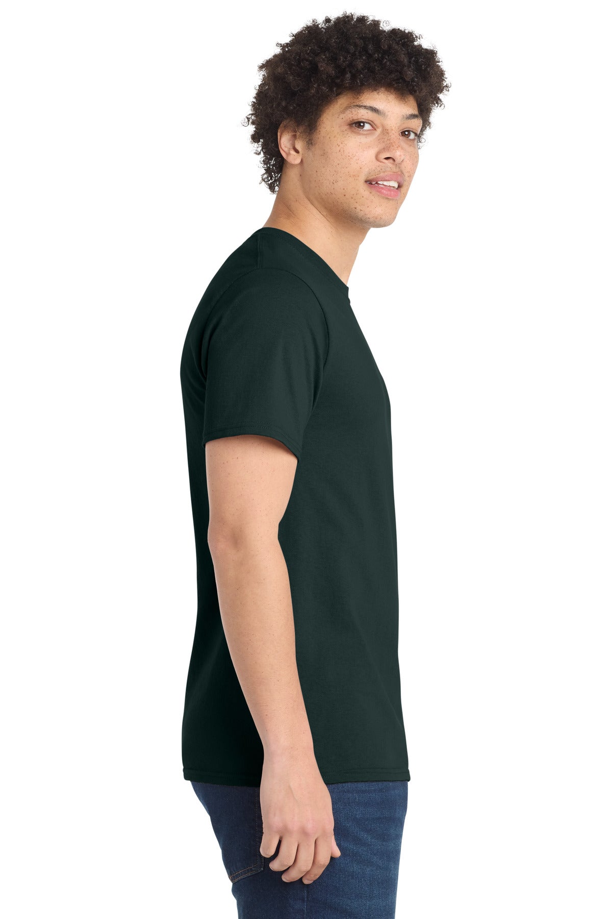 Port & Co Essential Tee. PC61 - Dark Green - side