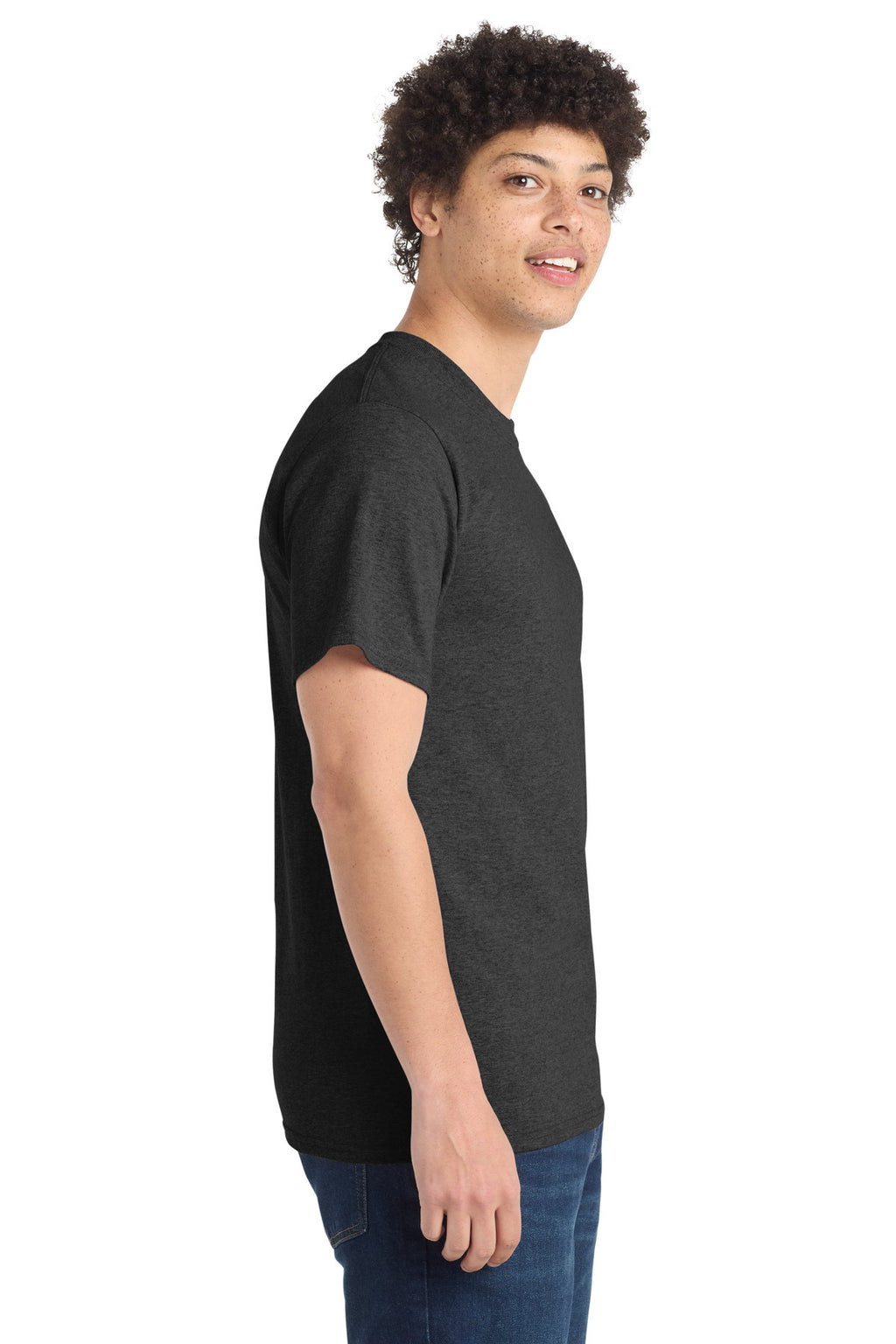 Port & Co Essential Tee. PC61 - Dark Heather Grey - side