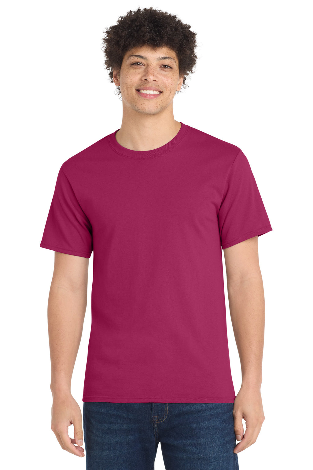 Port & Co Essential Tee. PC61 - Flush Pink - front
