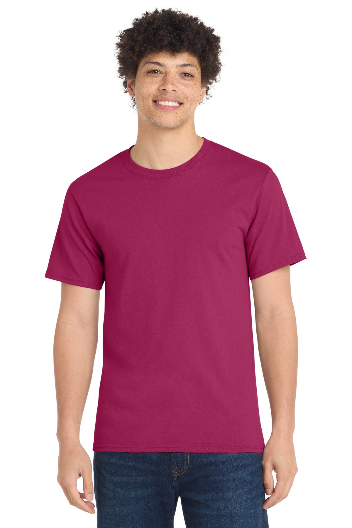 Port & Co Essential Tee. PC61 - Flush Pink - front
