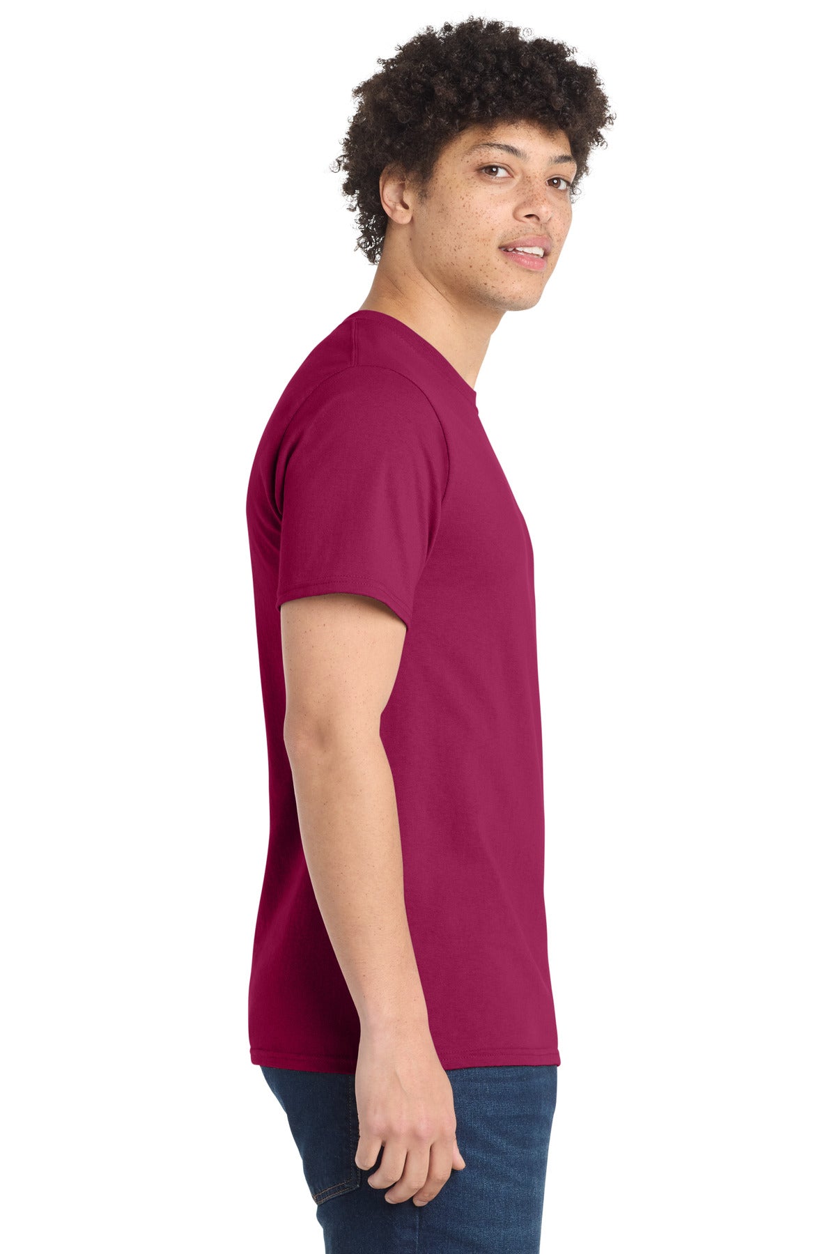 Port & Co Essential Tee. PC61 - Flush Pink - side