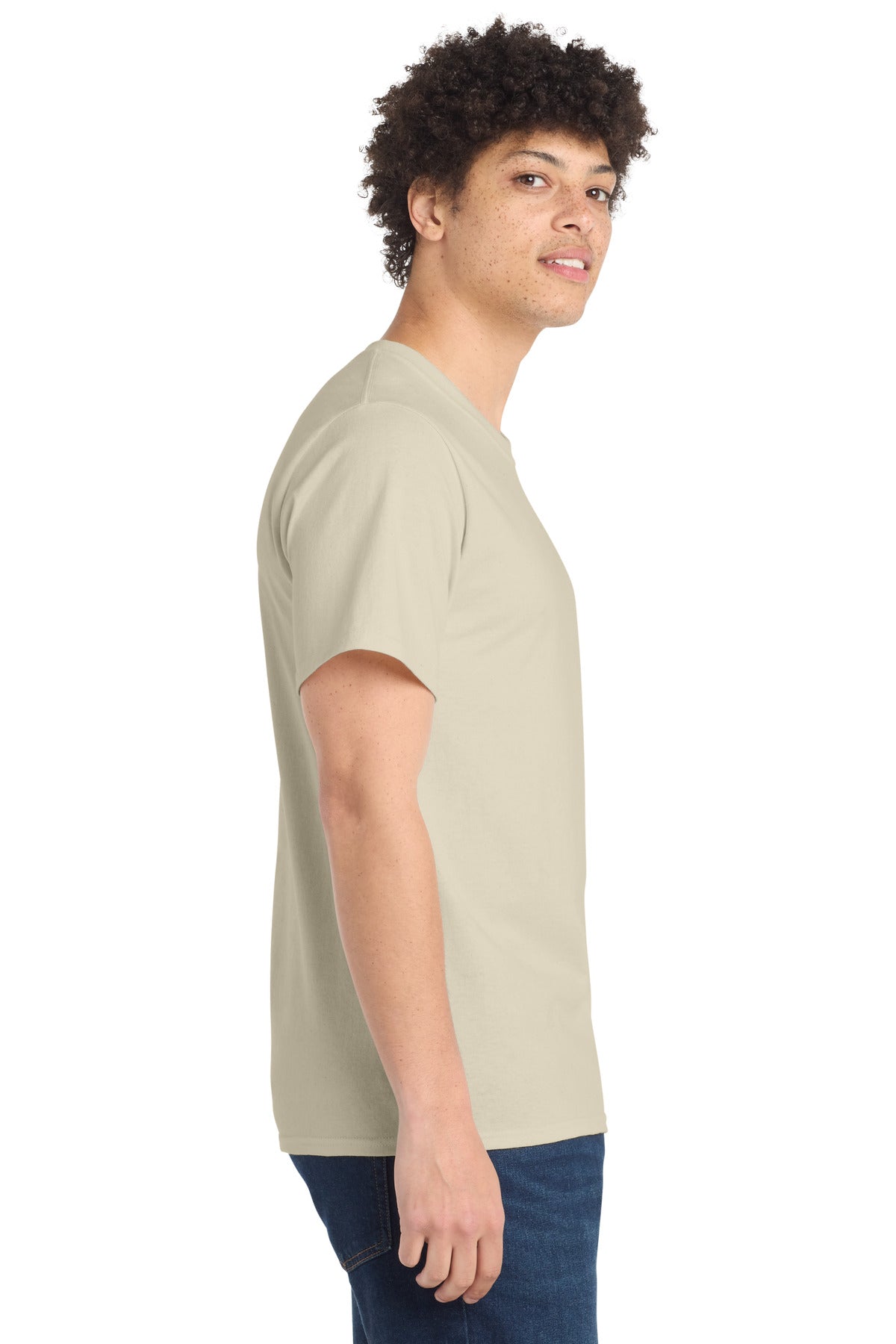 Port & Co Essential Tee. PC61 - Natural - side