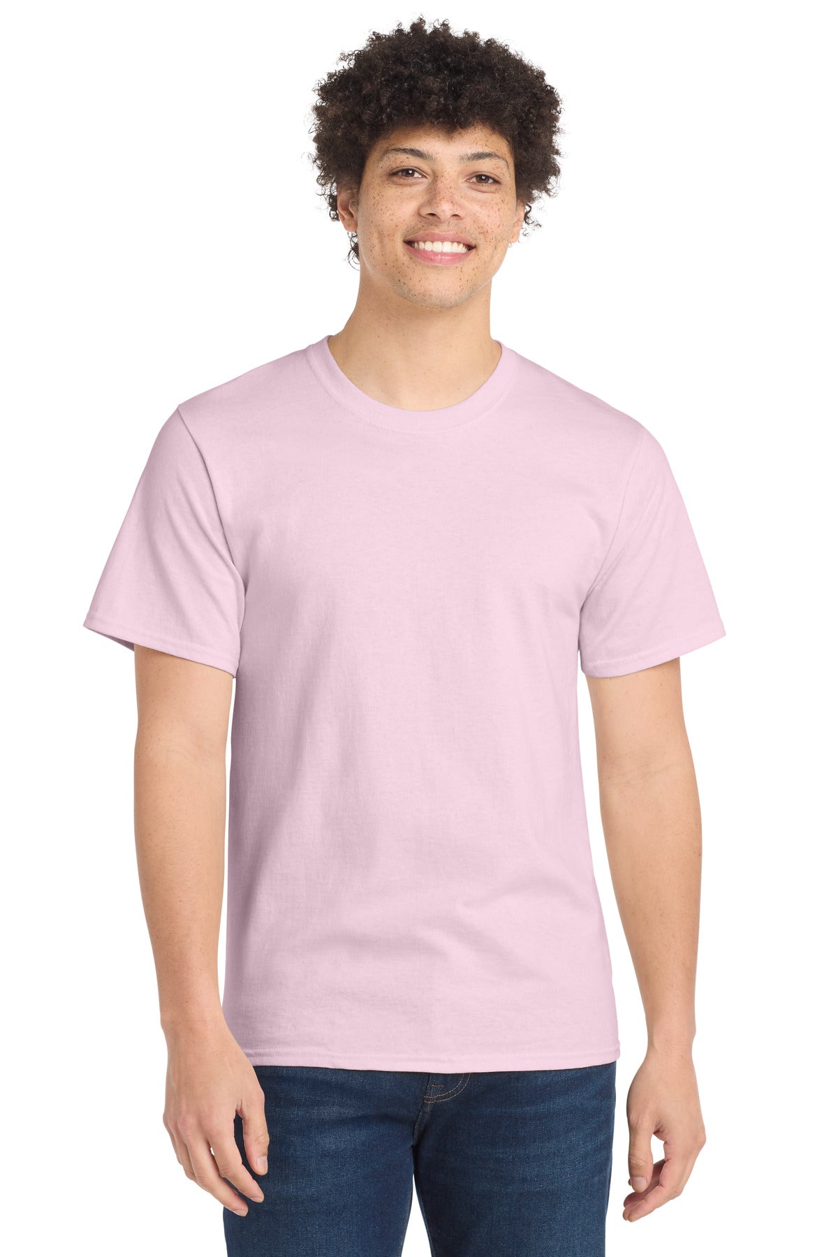 Port & Co Essential Tee. PC61 - Pale Pink - front