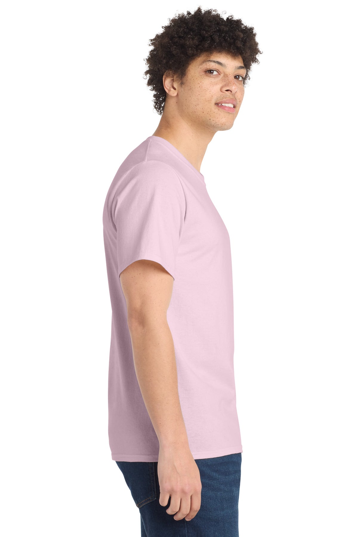 Port & Co Essential Tee. PC61 - Pale Pink - side