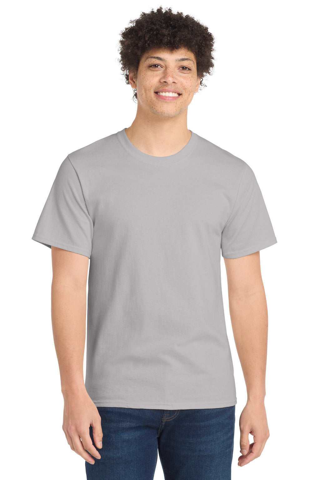 Port & Co Essential Tee. PC61 - Silver - front