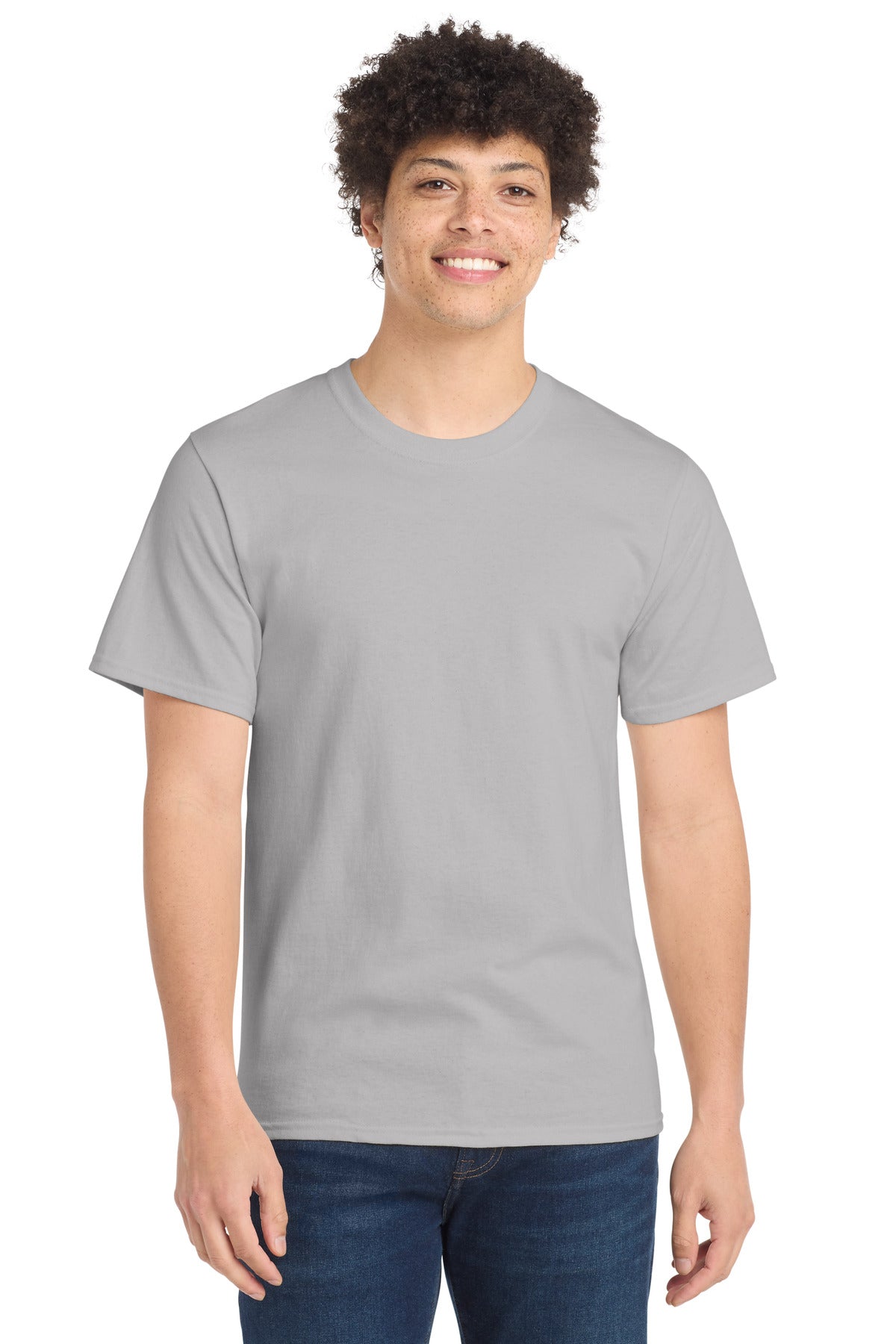 Port & Co Essential Tee. PC61 - Silver - front