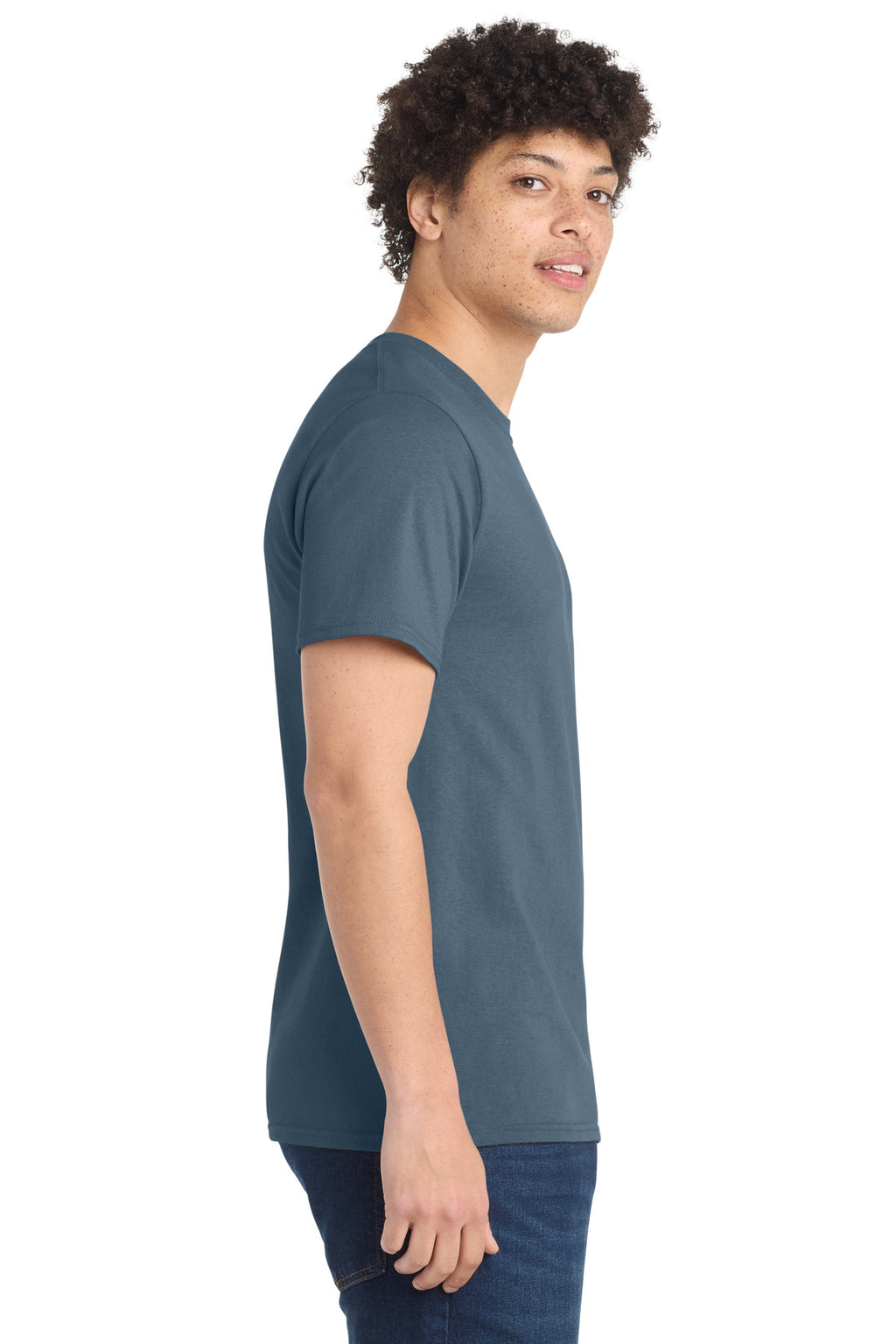 Port & Co Essential Tee. PC61 - Stonewashed Blue - side