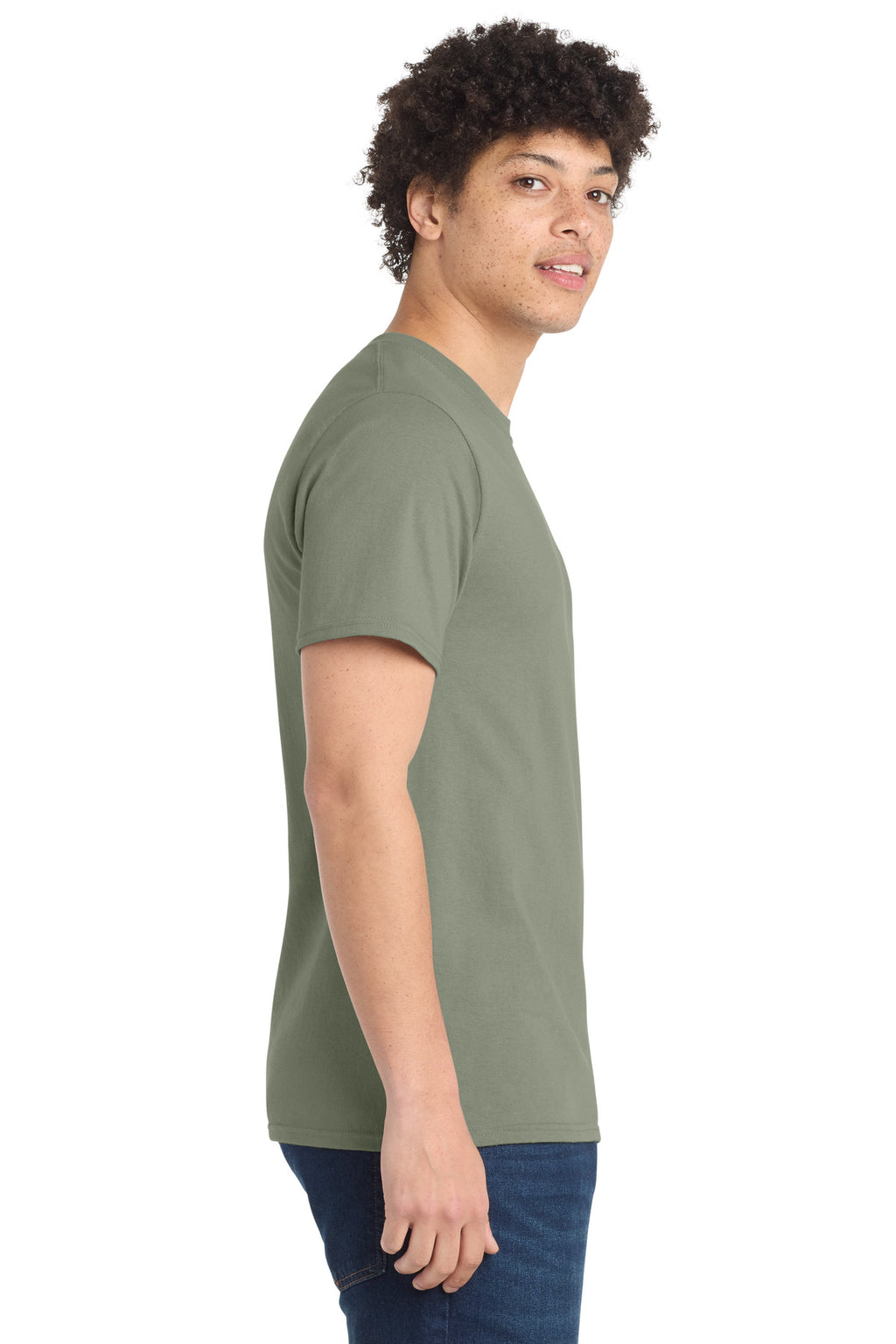 Port & Co Essential Tee. PC61 - Stonewashed Green - side