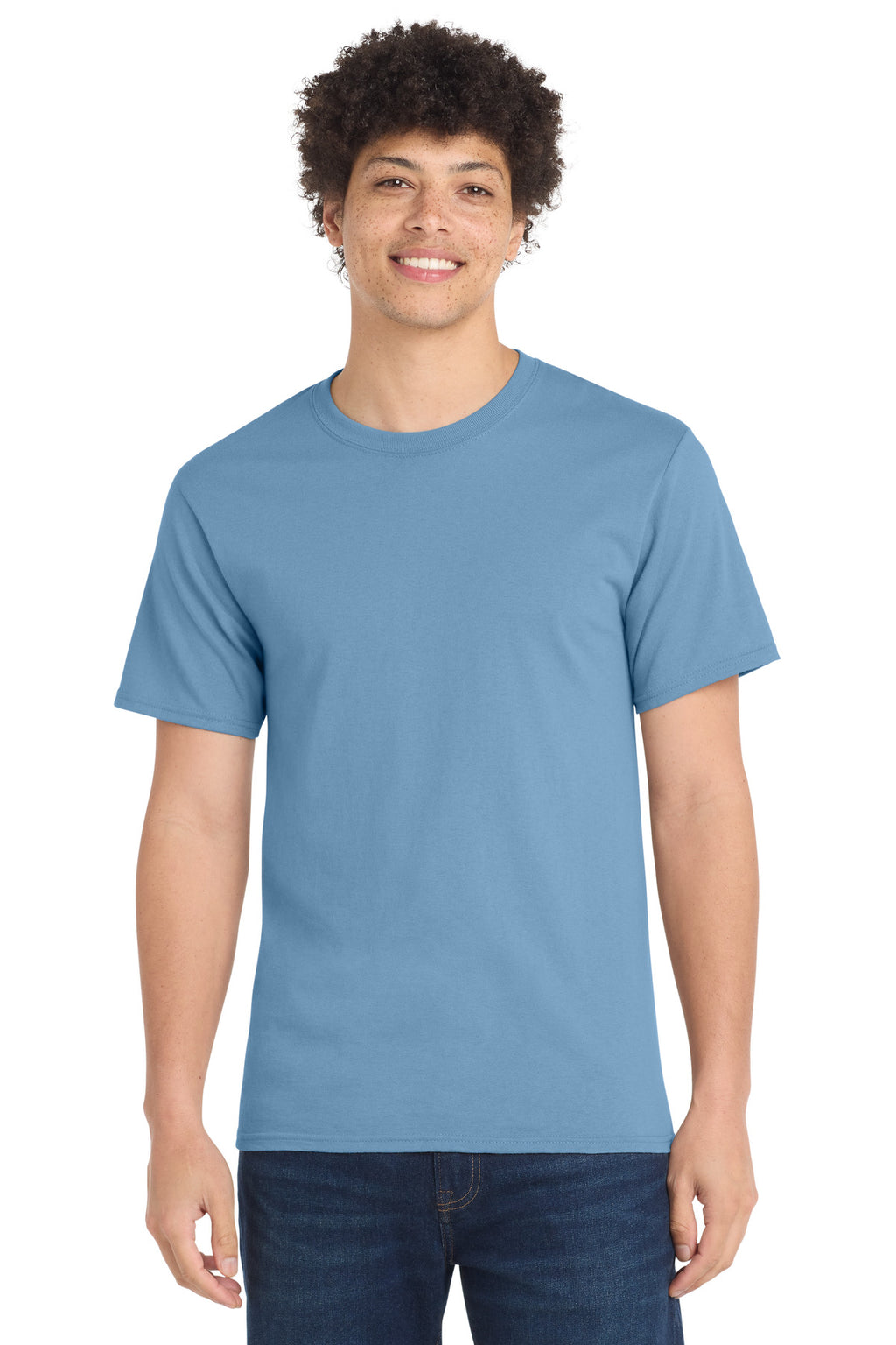 Port & Co Essential Tee. PC61 - Tundra Blue - front