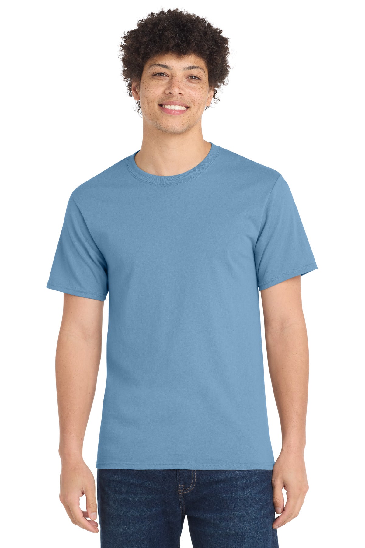 Port & Co Essential Tee. PC61 - Tundra Blue - front