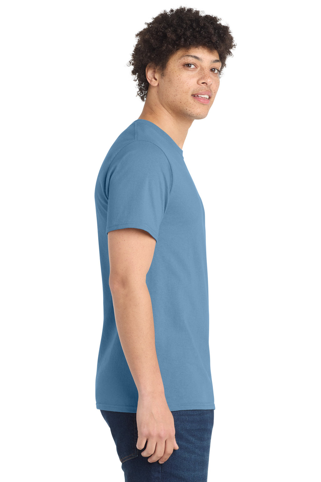 Port & Co Essential Tee. PC61 - Tundra Blue - side