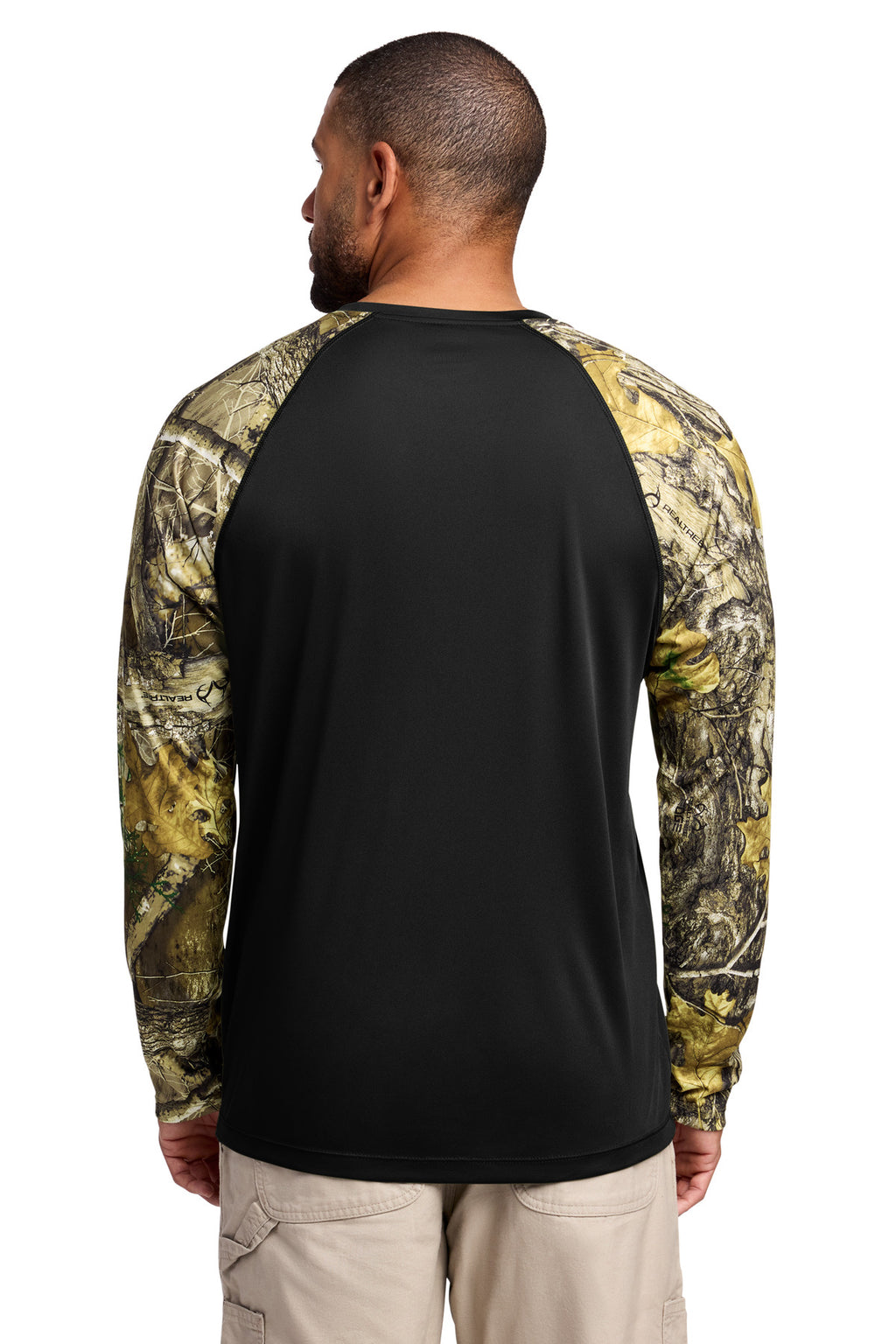 Russell Outdoors Realtree Colorblock Performance Long Sleeve Tee RU151LS - Black/ Realtree Edge - back